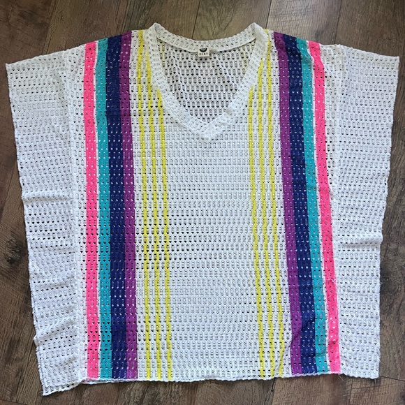 Roxy knitted crochet poncho swim beach coverup size small - Picture 4 of 12